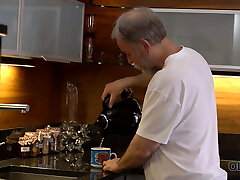 OLD4K. Caring older guy coaxes wife to begin new day