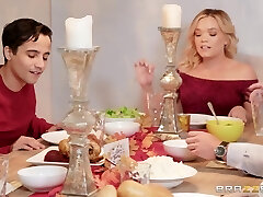 Beautiful blond Ryan Keely gets her cunt banged in the kitchen