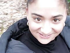 Roadside brunette will masturbate and bang her pussy