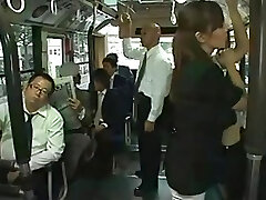 Asian bukkake in a public bus