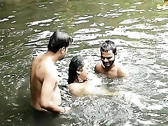 DIRTY Hefty BOOBS BHABI Tub IN POND WITH  HANDSOME DEBORJI (OUTDOOR)