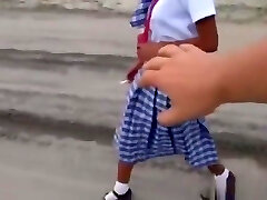 Filipina schoolgirl fucked outdoors in open area by tourist