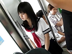 Public Gangbang in Bus - Chinese Teen get Fucked by many old Guys