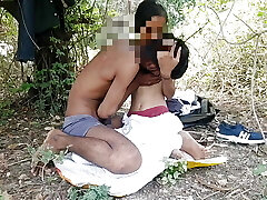 Schoolgirl having fuck-a-thon with a stranger in the woods