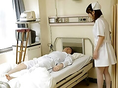 Japanese nurse Reina Wamatsu kneads dick, uncensored Japanese nurse Reina Wamatsu kneads dick, uncensored