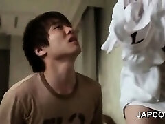 Cute asian maid flashing butt upskirt tempts her boss