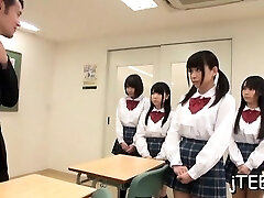 Bushy pussy from student licked makes her shriek loud Bushy pussy from student licked makes her shriek loud