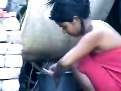 wow... outstanding desi village girl bathing outside