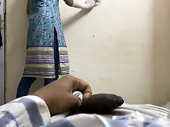 Flashing salami on Indian maid to fuck ( chudai ) in hindi