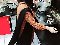 Desi Housewife Plowed Roughly In Kitchen While She Is Cooking With Hindi Audio