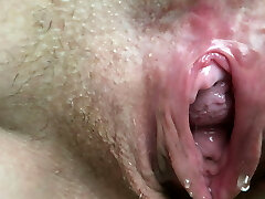 Close-Up Of My Broad Open Pissing Pussy