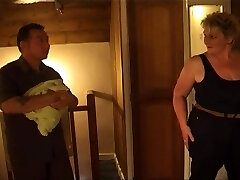 Chubby grandma gets a massage and a bone straight in her pussy