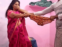 Aunty was bending down and reading something and I was playing with her underpants behind her and she saw that I had sex with her.