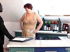German Busty Mature Granny Seduced Dark-hued Guy To Fuck