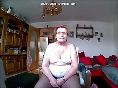 Granny in undergarments and stockings