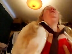 Extremely fat and horny mature slut with ugly flabby belly was railing rod