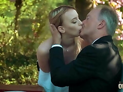 Young blonde squealing fucking an old boy she swallows his cum