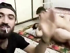 Hot Iraqi wifey fucked with young fellow while her husband watches