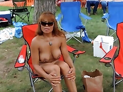 Pierced mature nudists display everything off at the resort