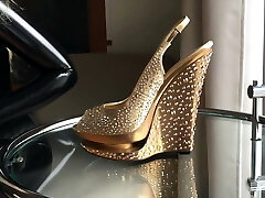 Golden Platform Heels