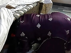 Desi Step-mother Gets Stuck While Blistering Under the Bed When Stepson Plumbs her and Cum out her Big Ass - Family Sex