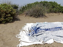 French brunette milf tugging and squirting sex on the beach!