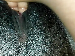 Horny black babe slit fingering