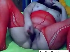 Plump granny with cigarette masturbating on 