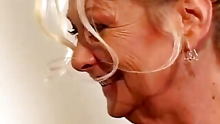 Old and Busty Blonde Beauty Gets Her Holes Pleased by Two Hard Thick Lollipops