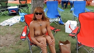 Pierced mature nudists display everything off at the resort