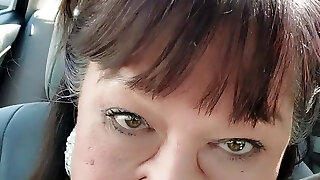 Mature Latina Granny with hairy pussy and big clit peeing outside car wash