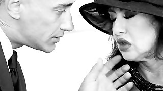 Mature mommy gets big young cock in ass and cooter in retro