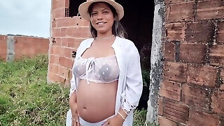 Pregnant latina mommy with monstrous tits is so horny she begs me to fuck her