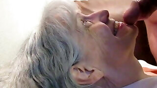 Grey haired granny oral and cum in her mouth