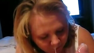 Plump Housewife Sucking and Swallowing