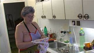 Fat gal with big boobs fucks her pussy with her sex plaything