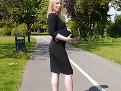 Traditional English Milf Jenny is wearing a sexy black dress and matching tall black high heels