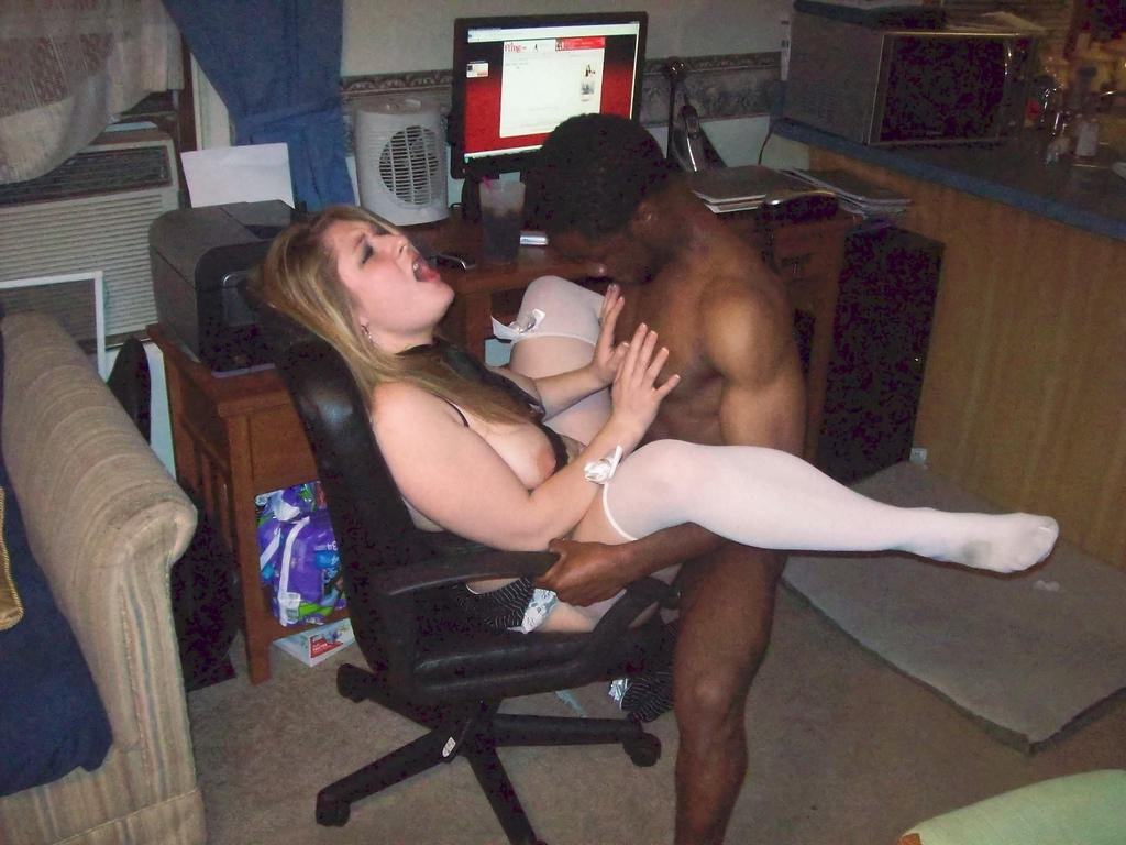 Busty slut spreads wide for big black cock.Interracial picture photo