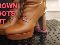 CBT and Cock Crush Trample in Brown Knee young german femdom 05 Boots with TamyStarly - Ballbusting, Bootjob, Shoejob