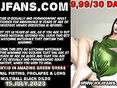 अद्भुत हरे रंग की पोशाक आत्म गुदा फिस्टिंग, आगे को बढ़ाव और लंबे मल्टीबॉल काले डिल्डो में हॉटकिंकीजो