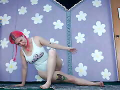 ładny latina mamuśki joga trening miga duży cycki nip slip zobaczyć przez legginsy