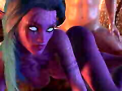 Purple Night Elf in Skyrim has Side Anal on bed - Skyrim eye contact blow Parody Short Clip