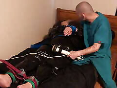 Jun 15 2022 - Rubber Boy gets smothered in leather while tied up in latex