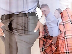 sexy short plaid skirt relaxes mad husband with sweet rimjob