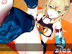 Genshin Impact Kirara triple nude boobs Time Job 1080p Blonde Nekogirl Creampie Mmd 3D Blue Clothes Color Edit Smixix