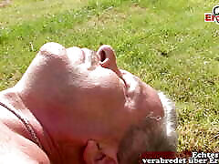 German stupid skinny agust amed get outdoor fuck from his old man boss
