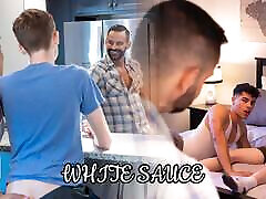 CumHereBoy - White Sauce - Twink friends Jordan Haze and Brett Ryder get caught by Step Dad David Benjamin