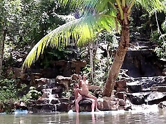 Couple oil maj Sex In A Waterfall In Thailand