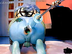 Hot blue Skin Avatar anal training