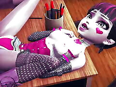 draculaura verteilt sich auf dem schreibtisch des lehrers&039;s - monster high 3d-pornoparodie